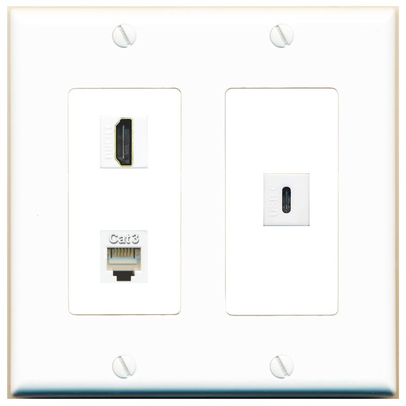 HDMI PHONE USBC Wall Plate [White]