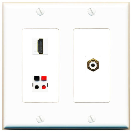 HDMI RCA-WHITE SPEAKER Wall Plate [White]