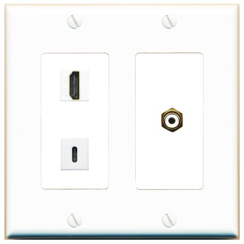 HDMI RCA-WHITE USBC Wall Plate [White]
