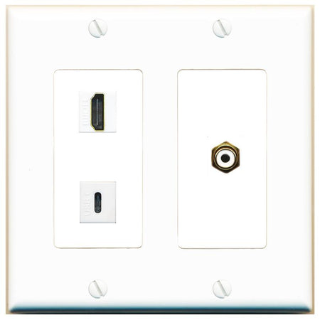 HDMI RCA-WHITE USBC Wall Plate [White]