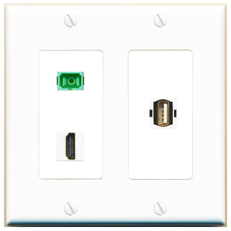HDMI SC-APC-SX USB2 Wall Plate [White]