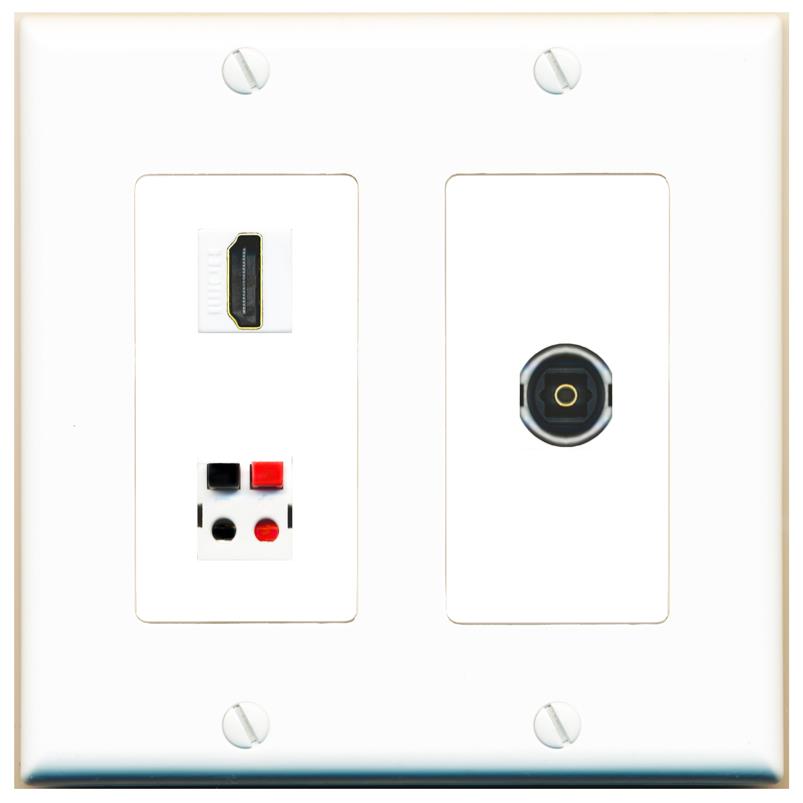 HDMI SPEAKER TOSLINK Wall Plate [White]