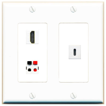 HDMI SPEAKER USBC Wall Plate [White]