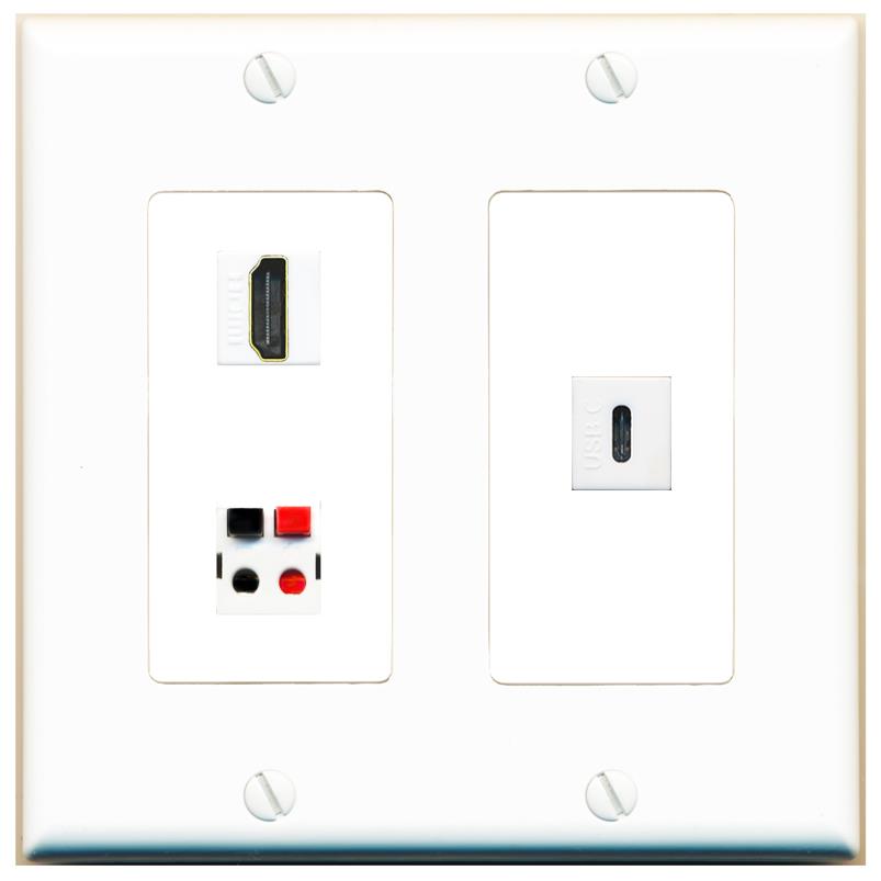 HDMI SPEAKER USBC Wall Plate [White]