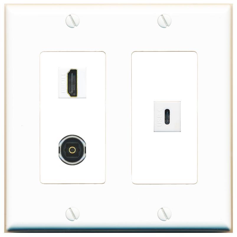 HDMI TOSLINK USBC Wall Plate [White]