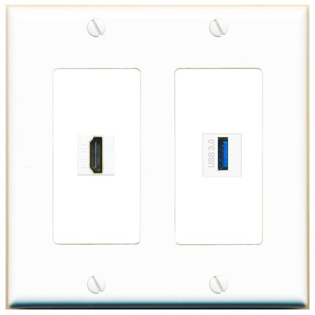 HDMI USB-3 Wall Plate [White]