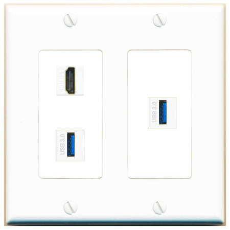 HDMI 2 USB-3 Wall Plate [White]