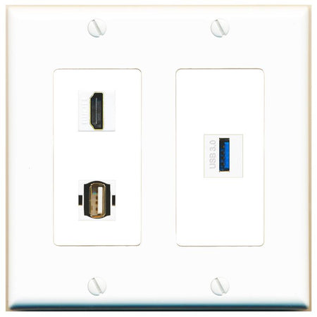 HDMI USB-3 USB2 Wall Plate [White]