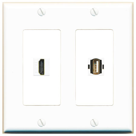 HDMI USB2 Wall Plate [White]