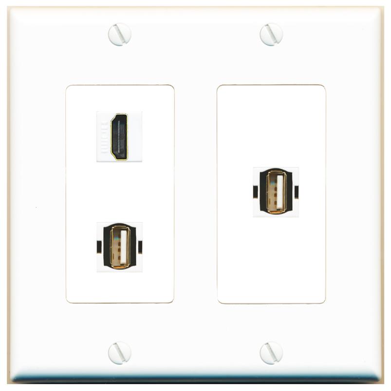 HDMI 2 USB2 Wall Plate [White]