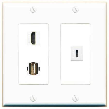HDMI USB2 USBC Wall Plate [White]