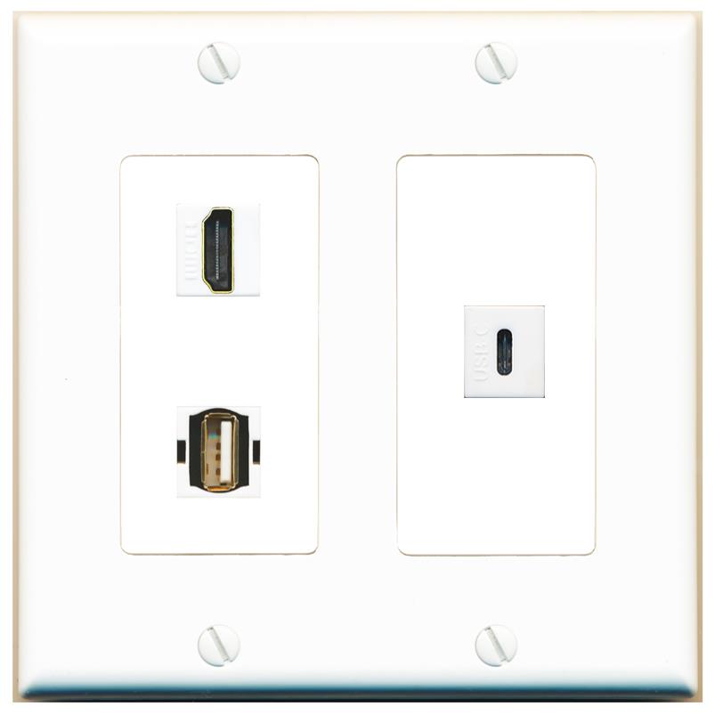 HDMI USB2 USBC Wall Plate [White]