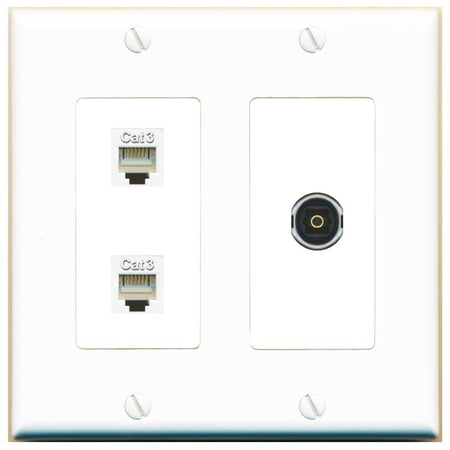 2 PHONE TOSLINK Wall Plate [White]