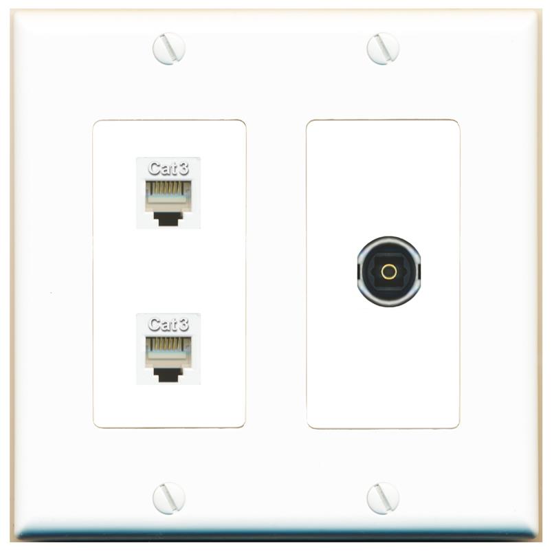 2 PHONE TOSLINK Wall Plate [White]