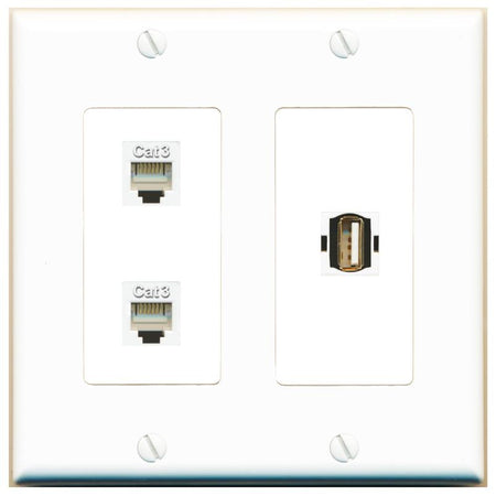 2 PHONE USB2 Wall Plate [White]
