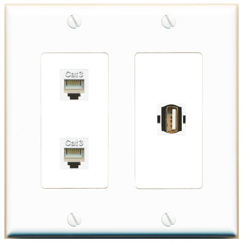 2 PHONE USB2 Wall Plate [White]