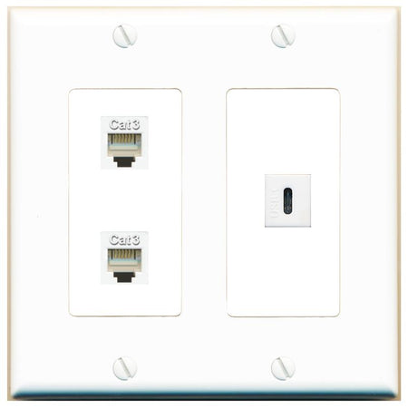 2 PHONE USBC Wall Plate [White]