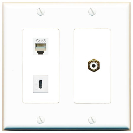PHONE RCA-WHITE USBC Wall Plate [White]