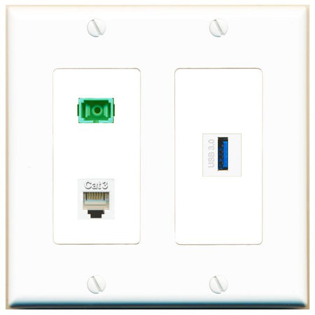 PHONE SC-APC-SX USB-3 Wall Plate [White]