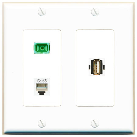 PHONE SC-APC-SX USB2 Wall Plate [White]