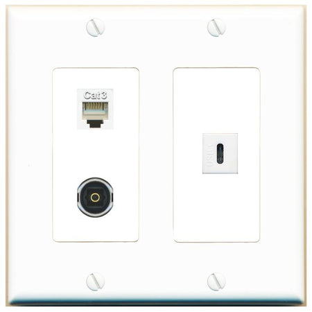 PHONE TOSLINK USBC Wall Plate [White]