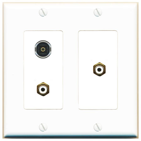 2 RCA-WHITE TOSLINK Wall Plate [White]