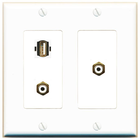 2 RCA-WHITE USB2 Wall Plate [White]
