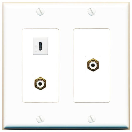 2 RCA-WHITE USBC Wall Plate [White]