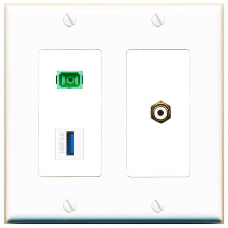 RCA-WHITE SC-APC-SX USB-3 Wall Plate [White]