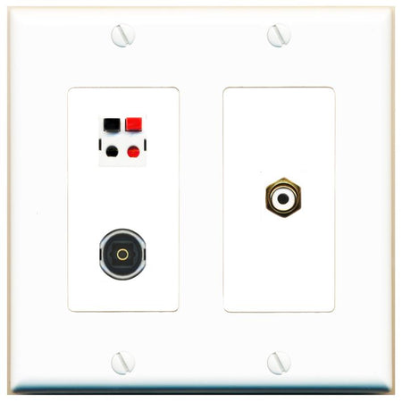 RCA-WHITE SPEAKER TOSLINK Wall Plate [White]