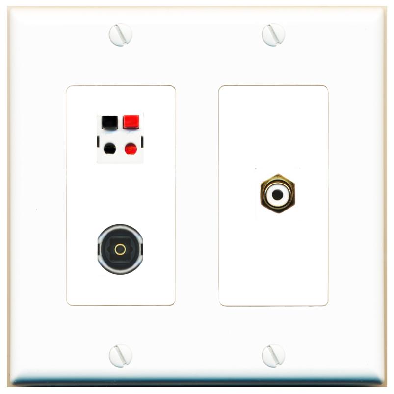 RCA-WHITE SPEAKER TOSLINK Wall Plate [White]