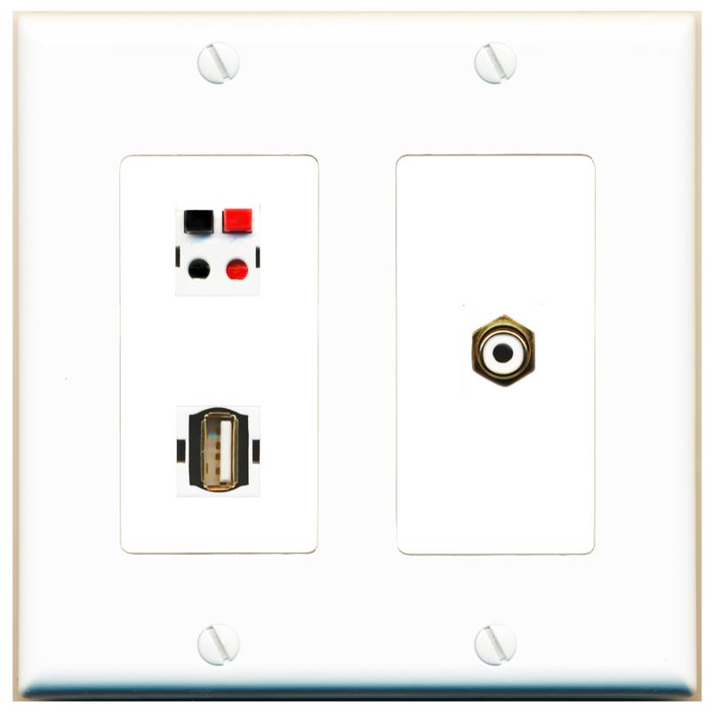 RCA-WHITE SPEAKER USB2 Wall Plate [White]