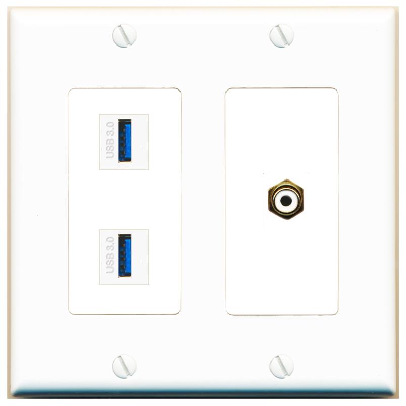 RCA-WHITE 2 USB-3 Wall Plate [White]