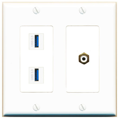 RCA-WHITE 2 USB-3 Wall Plate [White]