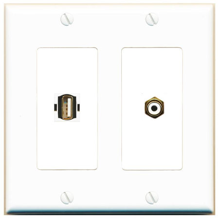 RCA-WHITE USB2 Wall Plate [White]