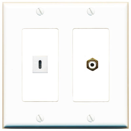 RCA-WHITE USBC Wall Plate [White]