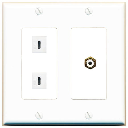 RCA-WHITE 2 USBC Wall Plate [White]