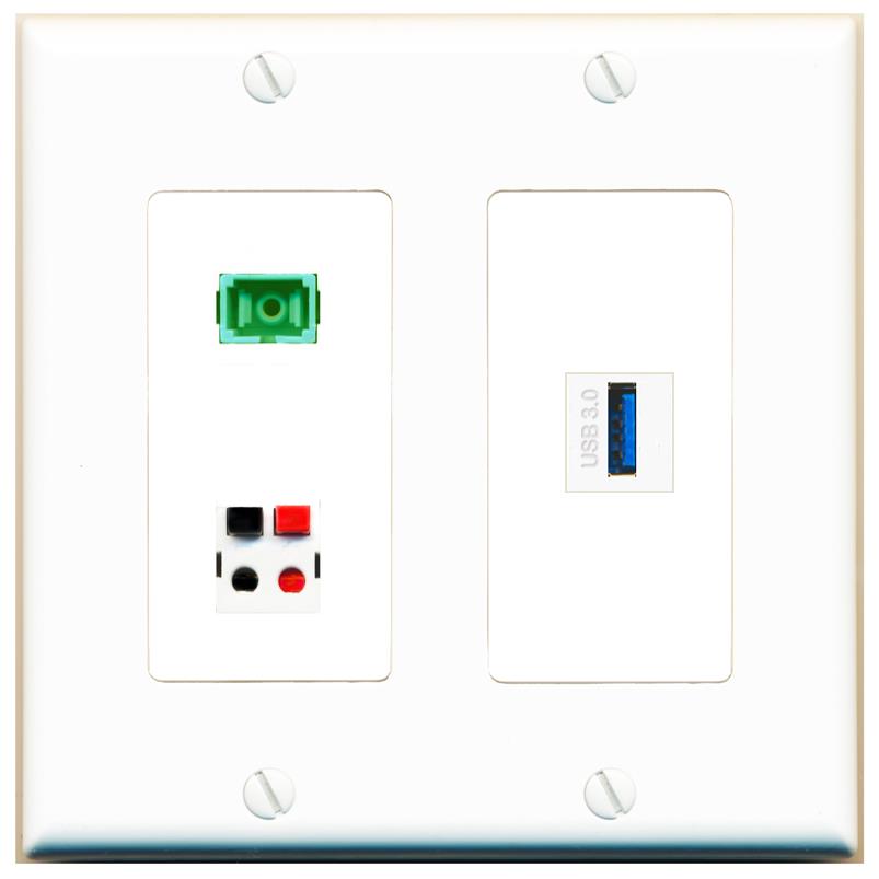 SC-APC-SX SPEAKER USB-3 Wall Plate [White]