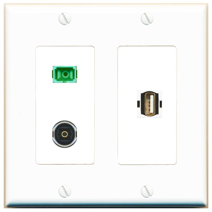 SC-APC-SX TOSLINK USB2 Wall Plate [White]