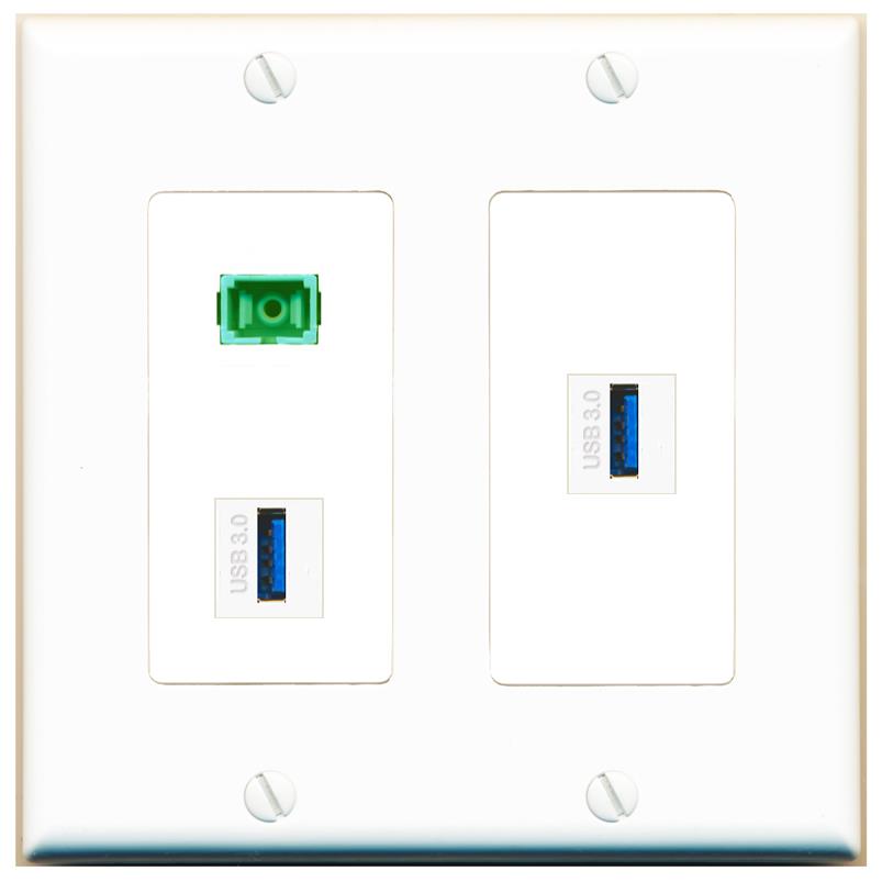 SC-APC-SX 2 USB-3 Wall Plate [White]