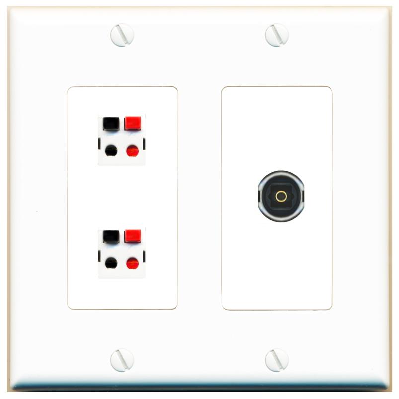 2 SPEAKER TOSLINK Wall Plate [White]
