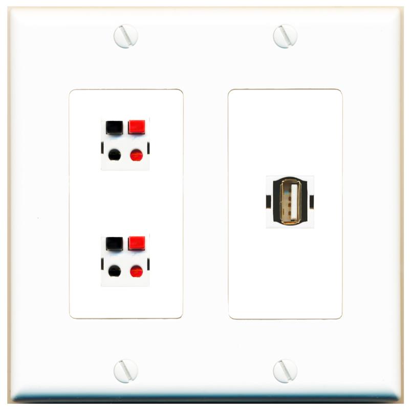 2 SPEAKER USB2 Wall Plate [White]