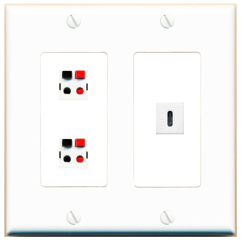 2 SPEAKER USBC Wall Plate [White]