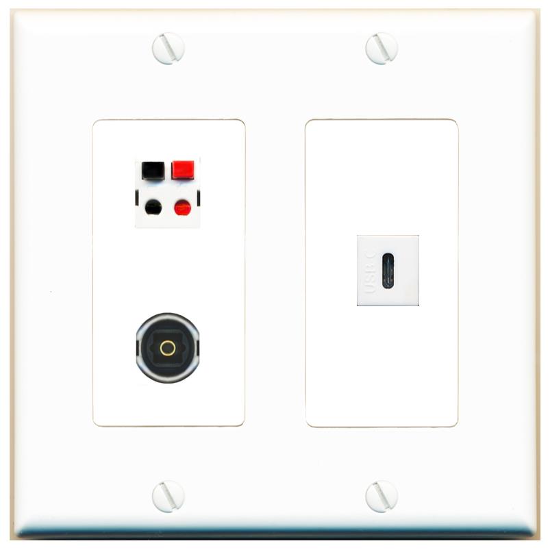 SPEAKER TOSLINK USBC Wall Plate [White]