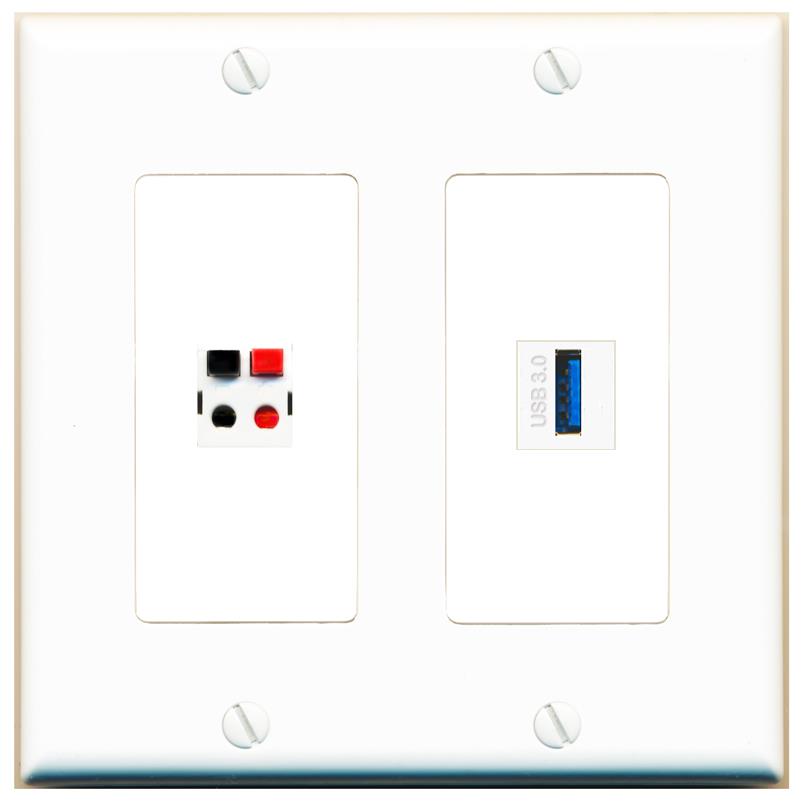 SPEAKER USB-3 Wall Plate [White]