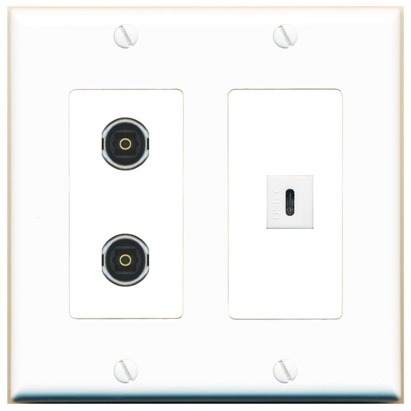 2 TOSLINK USBC Wall Plate [White]