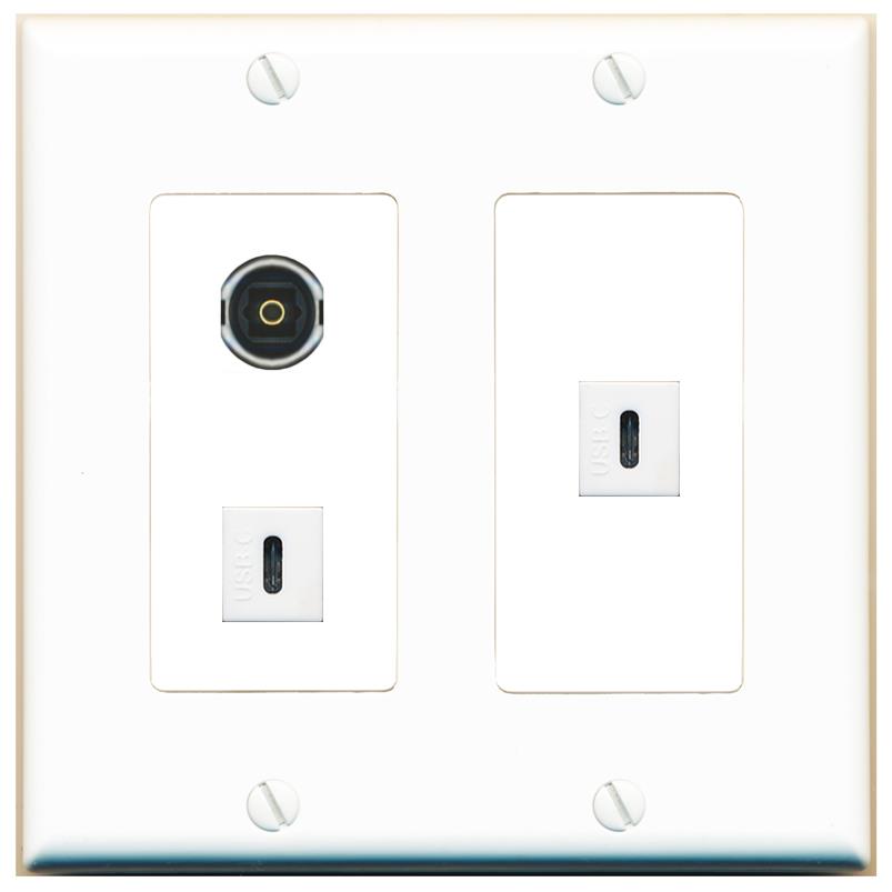 TOSLINK 2 USBC Wall Plate [White]
