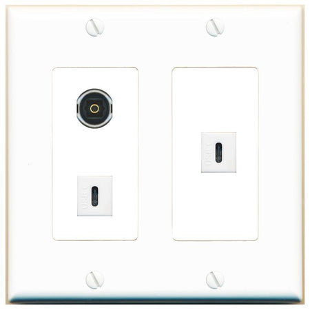 TOSLINK 2 USBC Wall Plate [White]