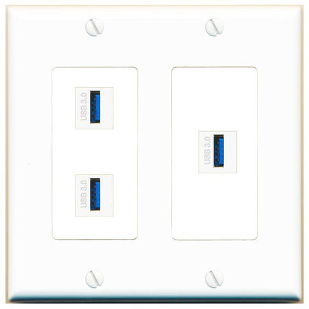 3 USB-3 Wall Plate [White]