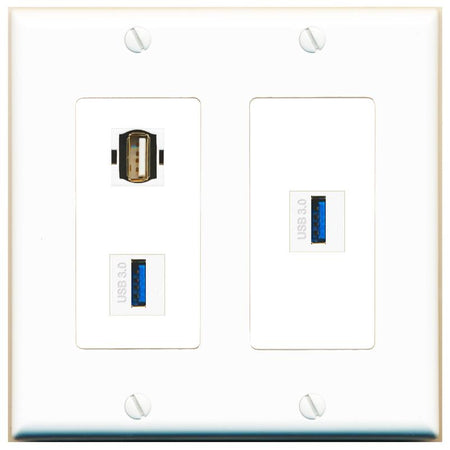 2 USB-3 USB2 Wall Plate [White]